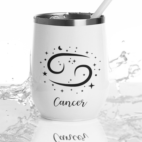 Cancer Zodiac Sign Wine Tumbler white-Tier1love.com