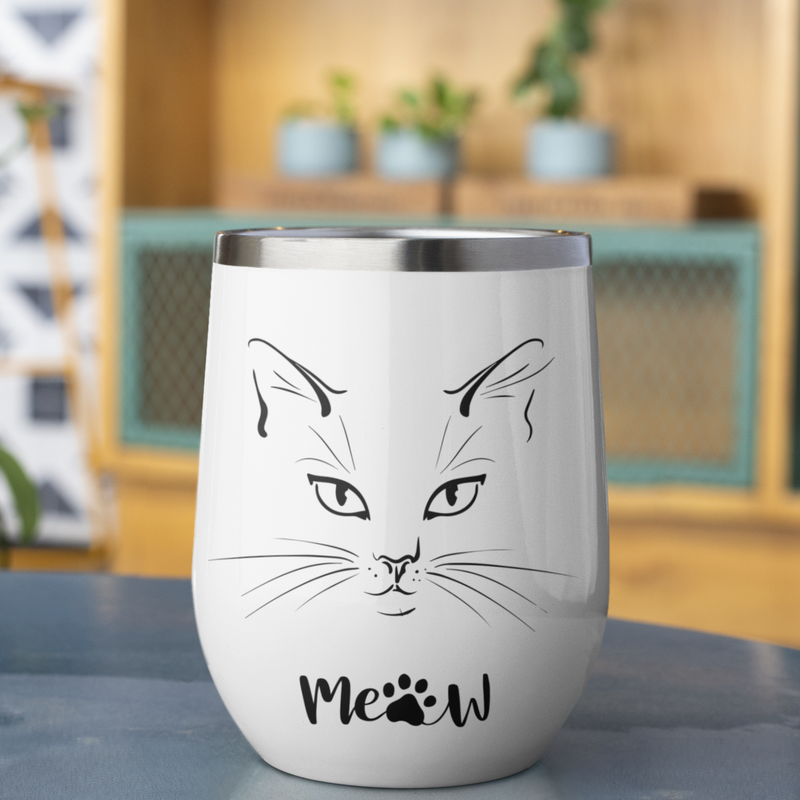 Wine Tumbler white-Cat's Meow-Tier1love.com