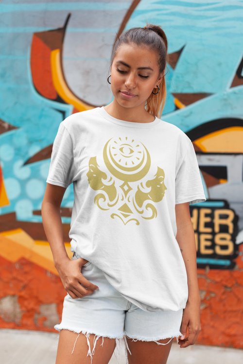 Gemini  Zodiac Twin Heavy Duty Cotton T-shirt white-Tier1love.com