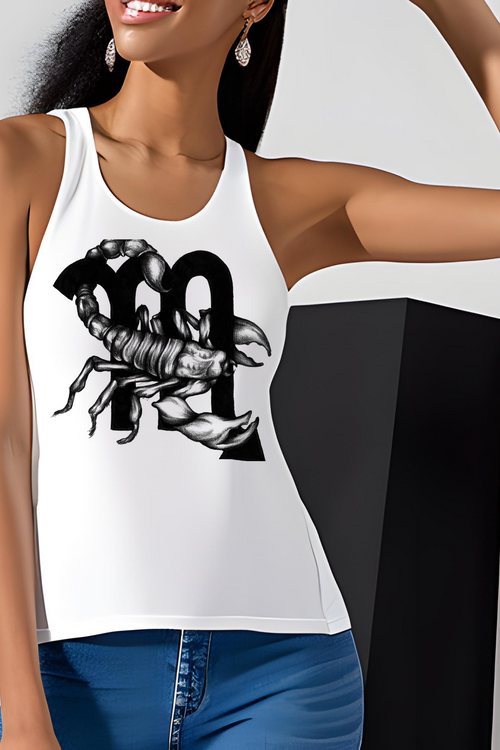 Scorpio Zodiac Sign Racerback Tank Top white-Tier1love.com