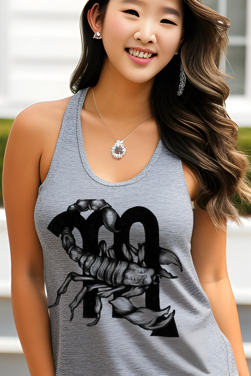 Scorpio Zodiac Sign Racerback Tank Top sports gray-Tier1love.com