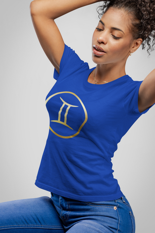 Gemini Zodiac Sign Unisex Heavy Cotton T-shirt blue-Tier1love.com