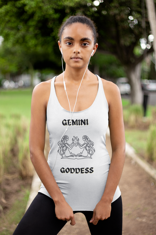 Gemini Goddess Women's Racerback Tank Top white-Tier1love.com