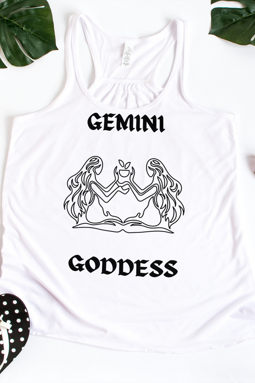 Gemini Goddess Women's Racerback Tank Top white-Tier1love.com