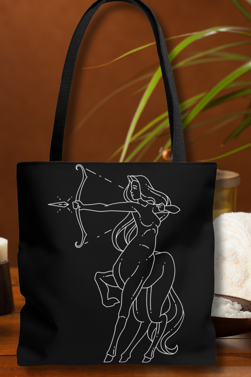 Sagittarius Zodiac Magical Tote Bag black-Tier1love.com