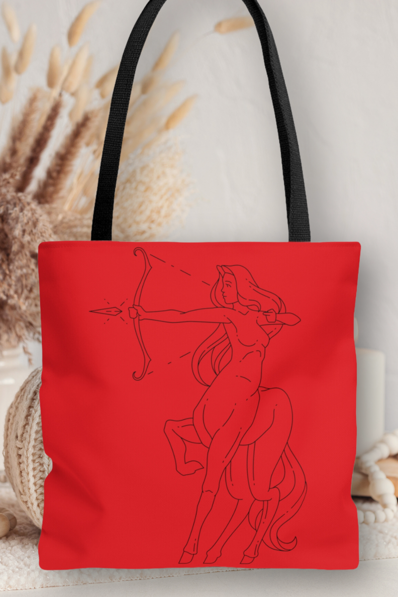 Sagittarius Zodiac Archer Tote Bag red-Tier1love.com