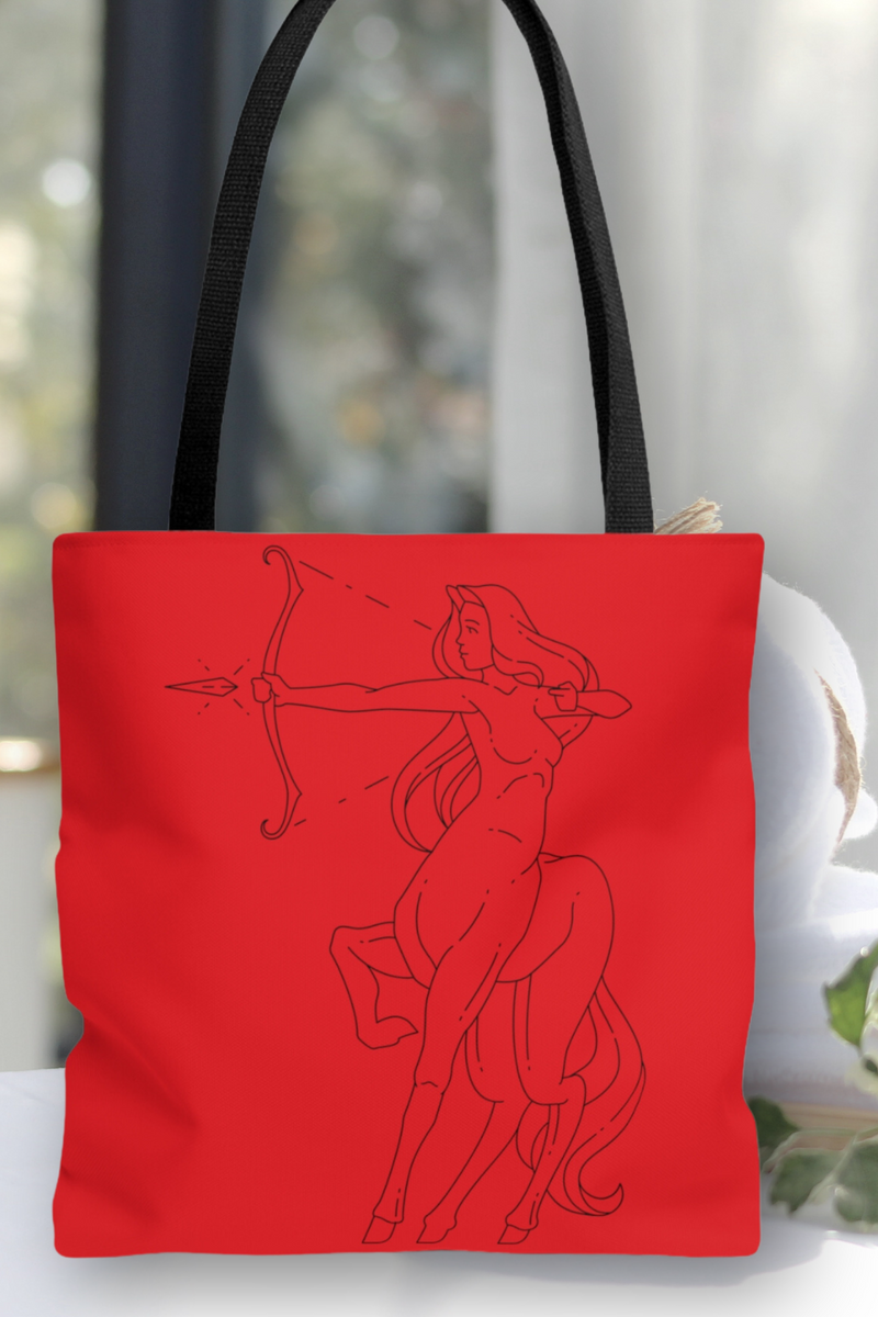 Sagittarius Zodiac Archer Tote Bag red-Tier1love.com