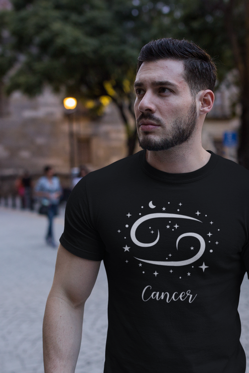 Cancer Zodiac Sign Men's Cotton T-shirt black-Tier1love.com