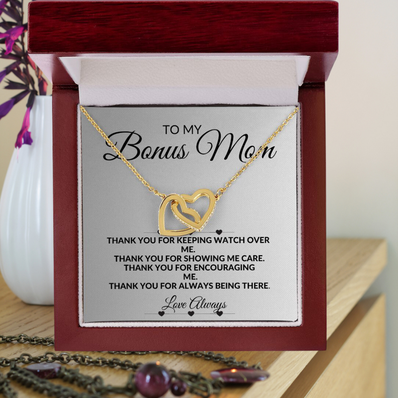 Interlocking Hearts Necklace Gift for Bonus/Step-up Mom-Tier1love.com