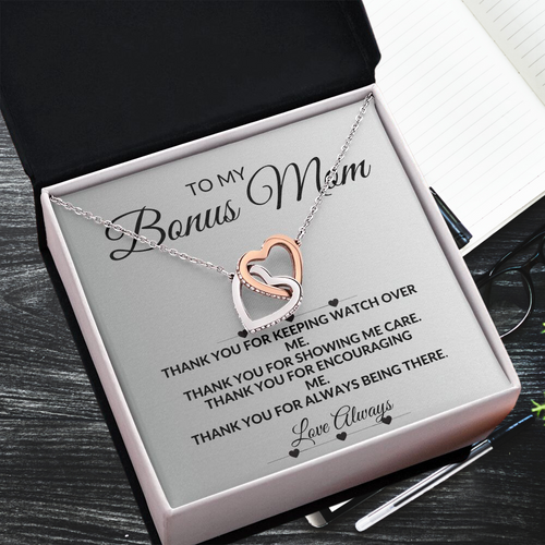 Interlocking Hearts Necklace Gift for Bonus/Step-up Mom-Tier1love.com