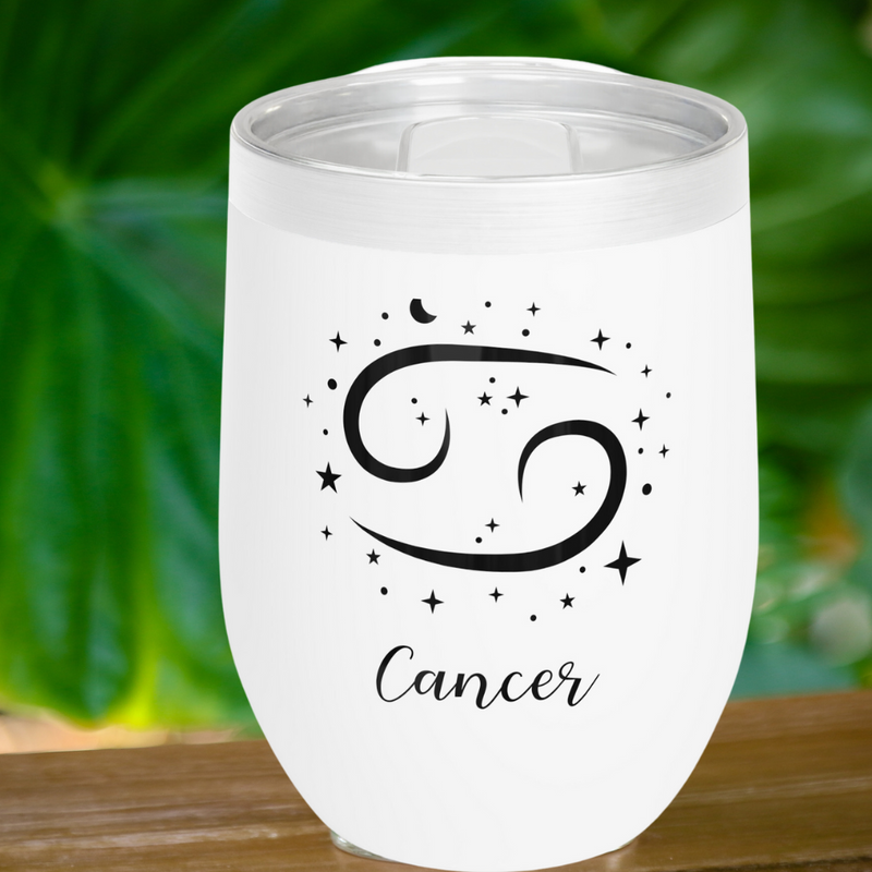 Cancer Zodiac Sign Wine Tumbler white-Tier1love.
