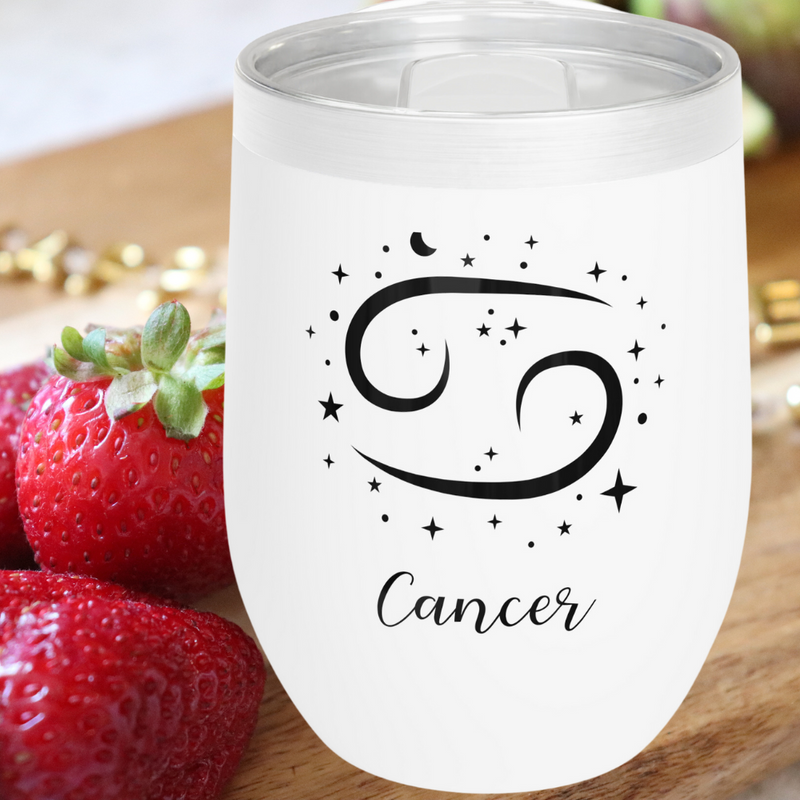 Cancer Zodiac Sign Wine Tumbler white-Tier1love.