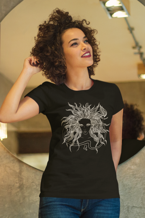 Leo Goddess Unisex Cotton T-shirt black-Tier1love.com