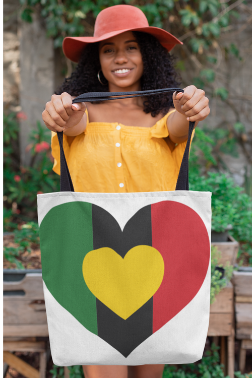 Large Tote Bag white-Juneteenth Heart-Tier1love.com