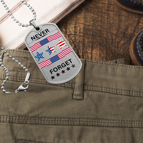 Never Forget Memorial Dog Tag Necklace Chain-Tier1love.com