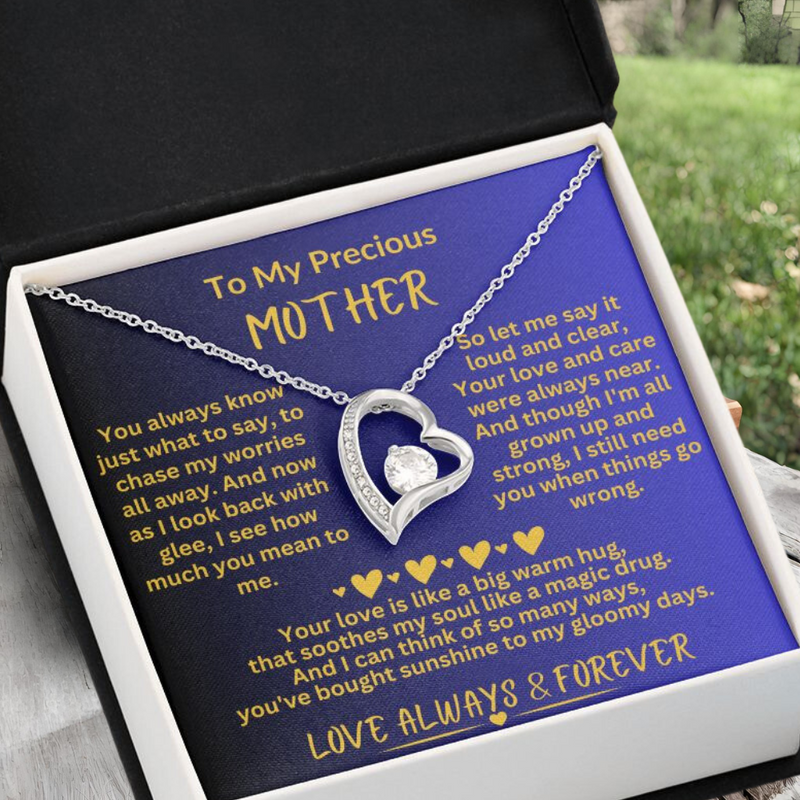 Forever Love Necklace Gift for Mom's Birthday or Mother's Day Gift-14K White Gold Finish-Tier1love.com