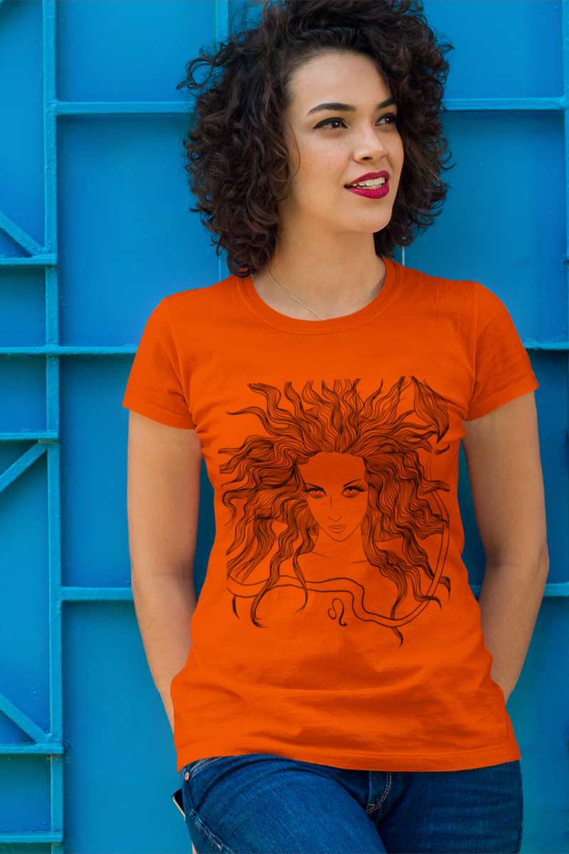 Leo Goddess Unisex Cotton T-shirt orange-Tier1love.com