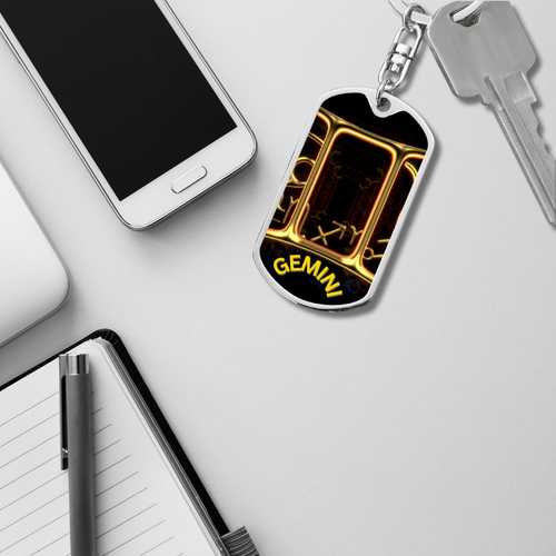 Gemini Zodiac Dog Tag Keychain-Tier1love.com