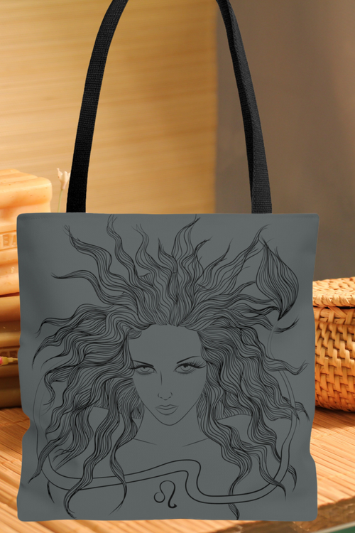 Leo Goddess Tote Bag gray-Tier1love.com