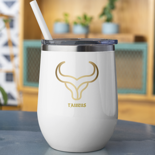 Taurus Power Chill Wine Tumbler white-Tier1love.com