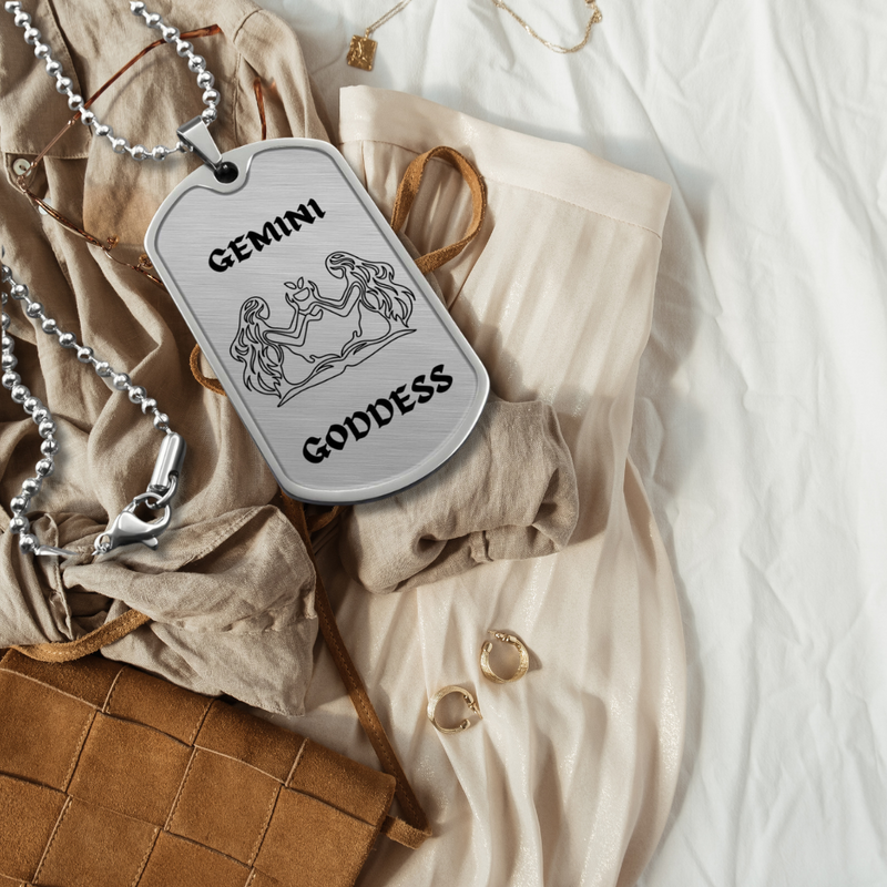 Gemini Goddess Dog Tag Necklace Chain-Tier1love.com