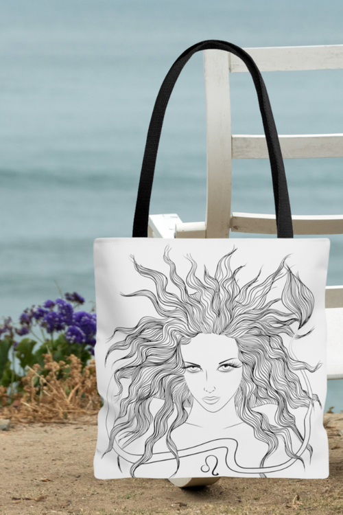 Leo Zodiac Goddess Tote Bag white-Tier1love.com