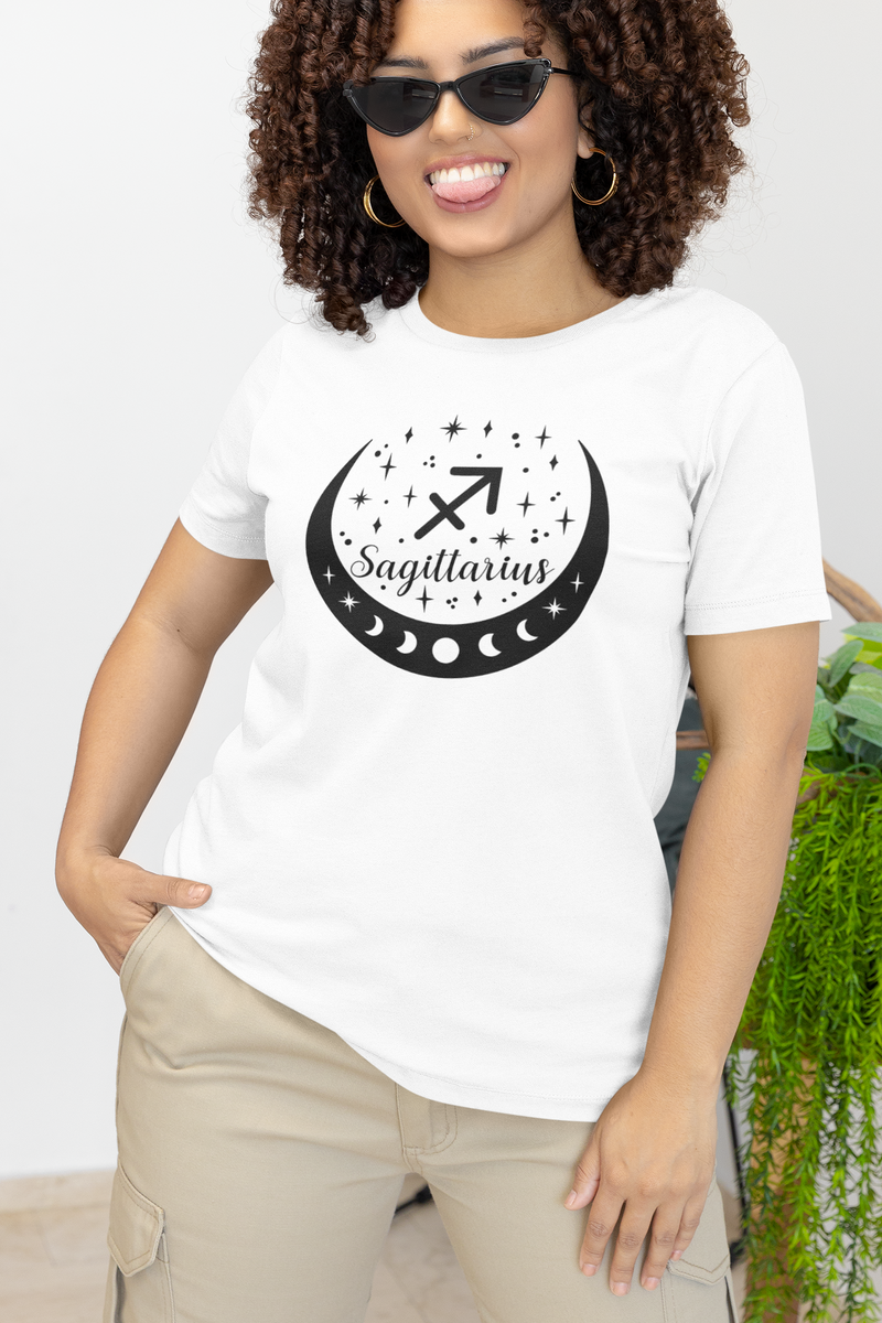 Mystical Sagittarius Unisex Cotton T-shirt white-Tier1love.com