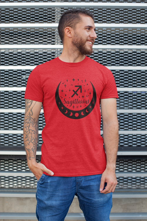  Mystical Sagittarius Unisex Cotton T-shirt red-Tier1love.com