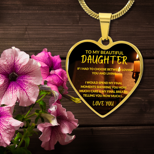 Luxury Heart Pendant Necklace gold-To My Beautiful Daughter-Tier1love.com
