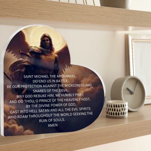 Faith's Secret Heart Shape Plaque-Saint Michael's Prayer-Tier1love.com