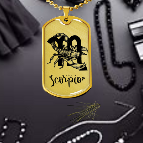 Scorpio Zodiac Dog Tag Chain Necklace stainless steel-Tier1love.com