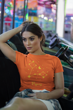 Pisces Zodiac Unisex Cotton T-shirt orange-Tier1love.com