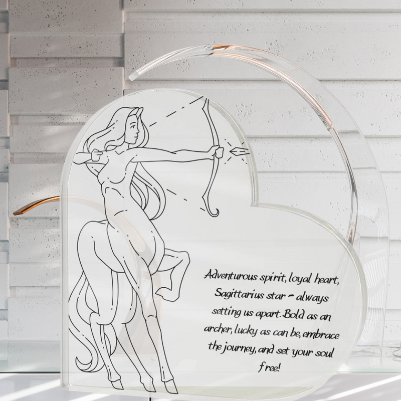 Sagittarius Zodiac Heart Shaped Plaque w. Personalize Zodiac Message-Tier1love.com