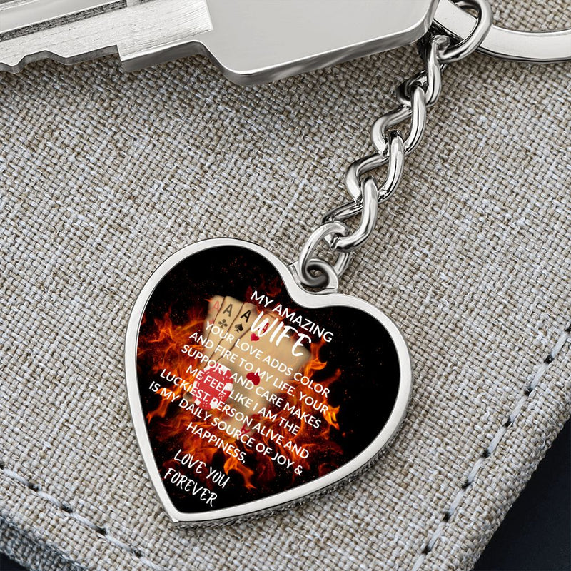 Lucky Me ❤️: My Amazing Wife Heart Pendant Keychain