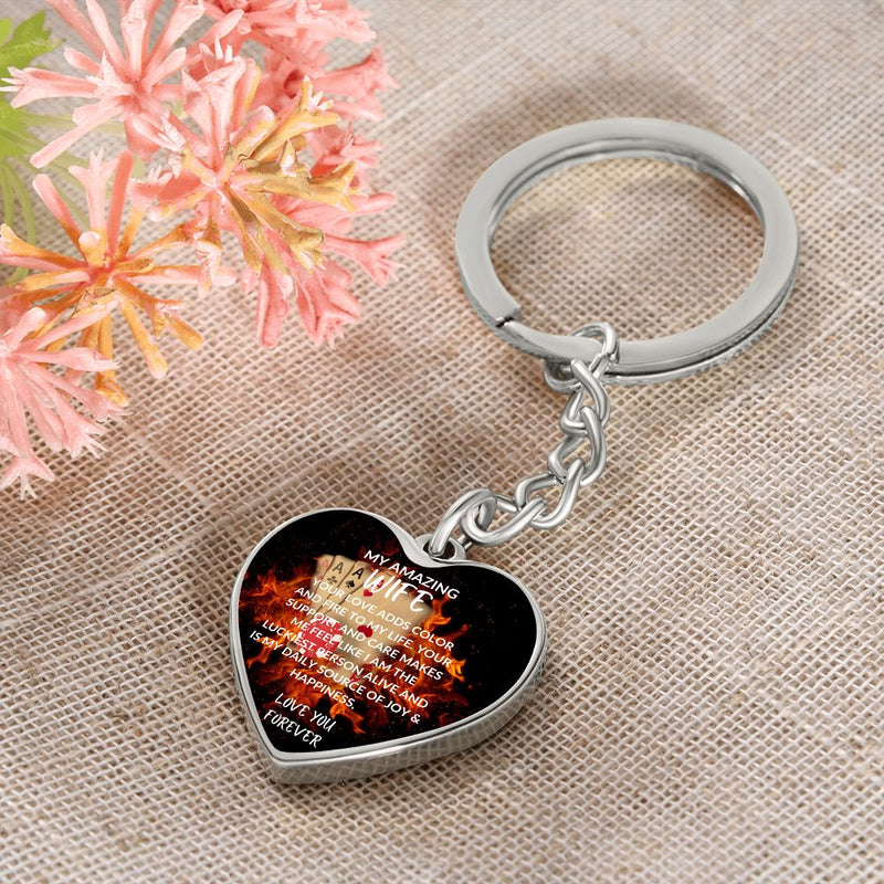 Lucky Me ❤️: My Amazing Wife Heart Pendant Keychain