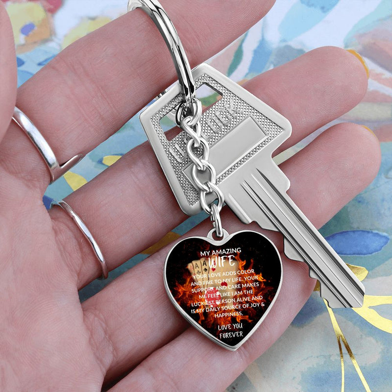 Lucky Me ❤️: My Amazing Wife Heart Pendant Keychain