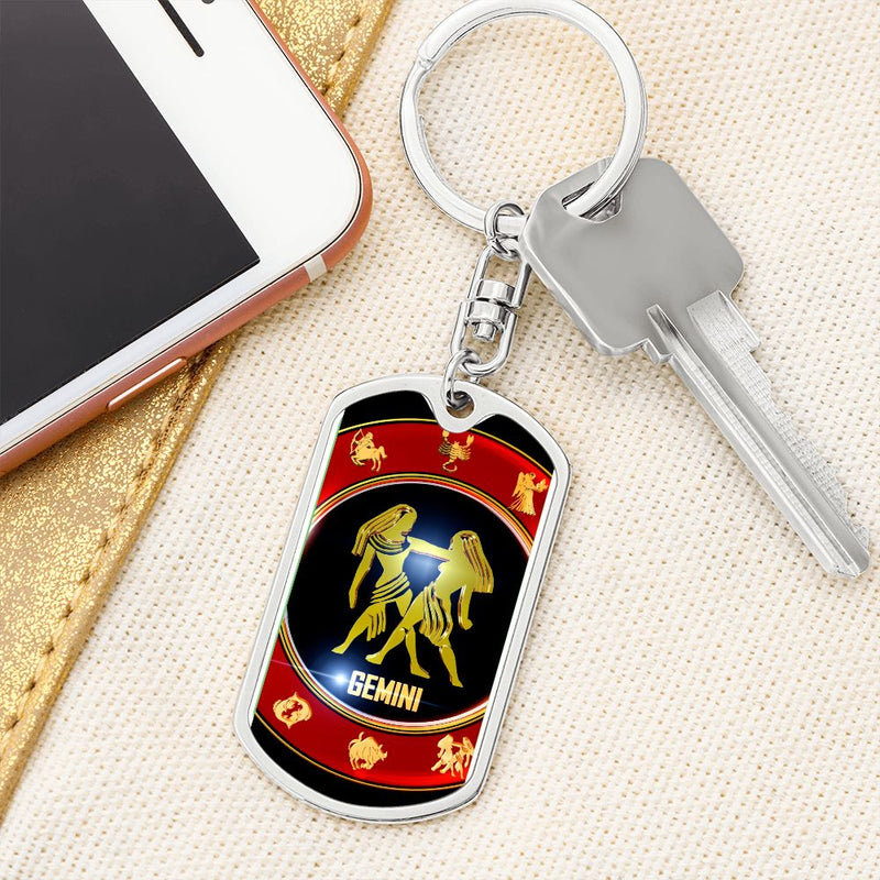 Unlock Your Twin Power: Gemini Twin Dog Tag Keychain