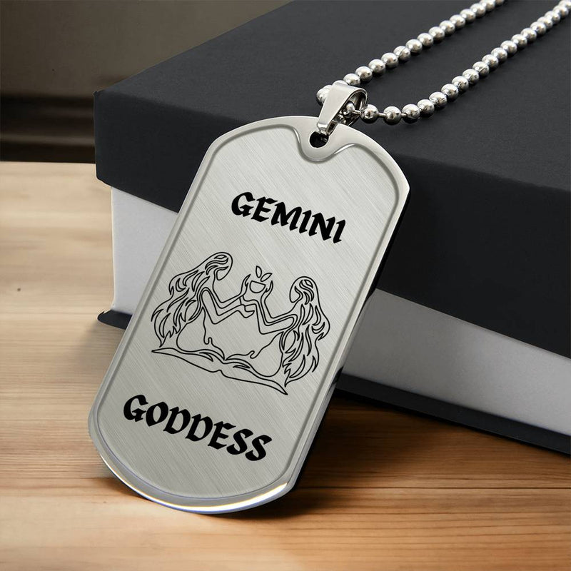 Gemini Goddess Dog Tag Necklace Chain-Tier1love.com