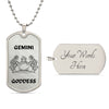 Sparkle with the Gemini ♊ Goddess Dog Tag Necklace Chain: Embrace Your Dual Nature!