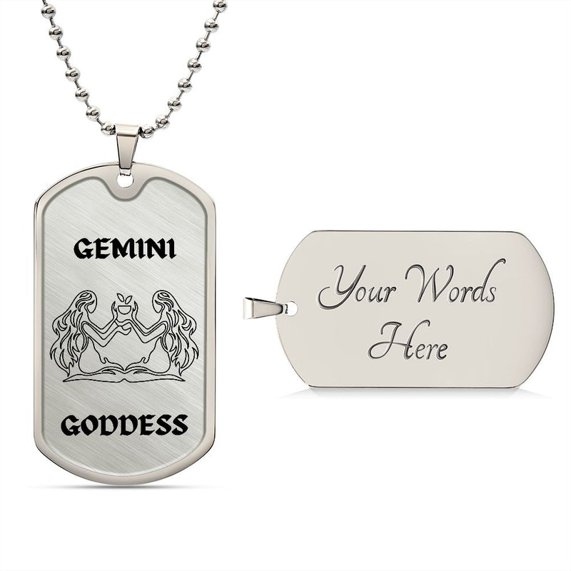 Sparkle with the Gemini ♊ Goddess Dog Tag Necklace Chain: Embrace Your Dual Nature!