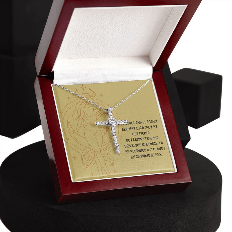 The Taurus Woman CZ Cross Necklace silver-Tier1love.com