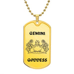 Sparkle with the Gemini ♊ Goddess Dog Tag Necklace Chain: Embrace Your Dual Nature!