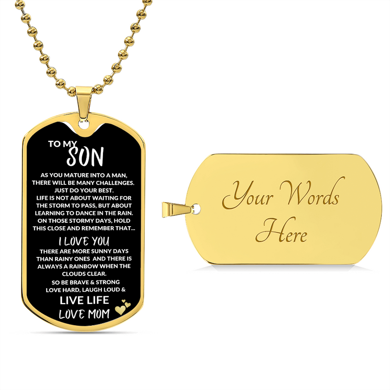 Embrace Life's Adventure with To My Son Dog Tag Necklace Chain. 🌟🐾