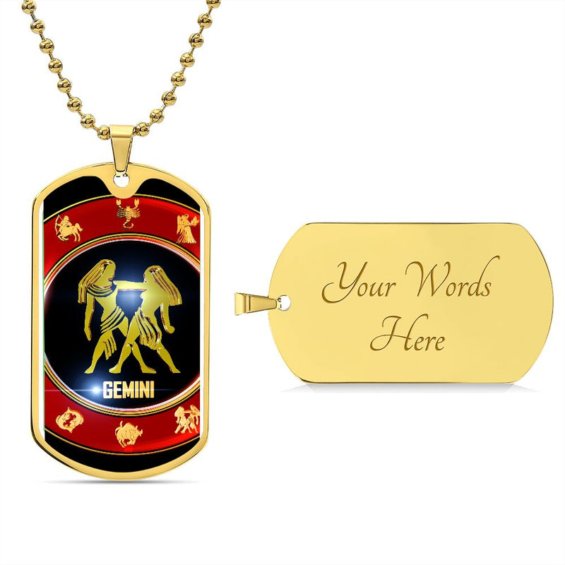 Show-off Your Zodiac Style with The Gemini ♊ Dog Tag Necklace Chain.