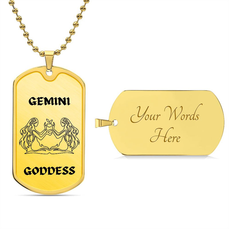 Sparkle with the Gemini ♊ Goddess Dog Tag Necklace Chain: Embrace Your Dual Nature!