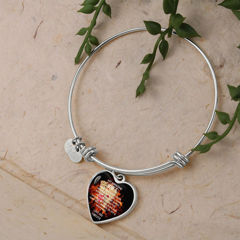 Ignite Your Love 🔥: My Amazing Wife Luxury Heart Pendant Bangle 💕