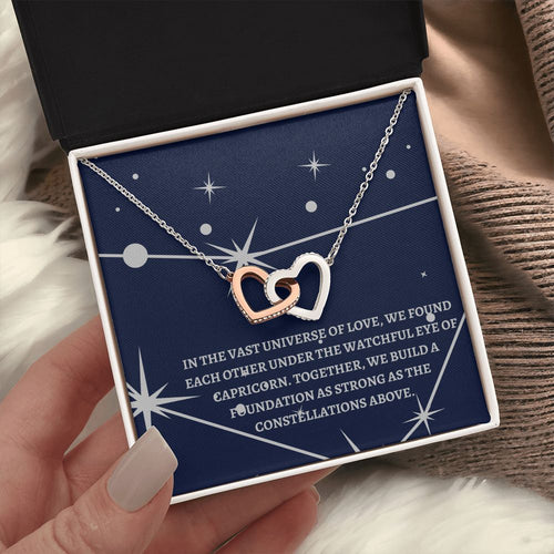 Capricorn Constellation Interlocking Heart Necklace-Tier1love.com