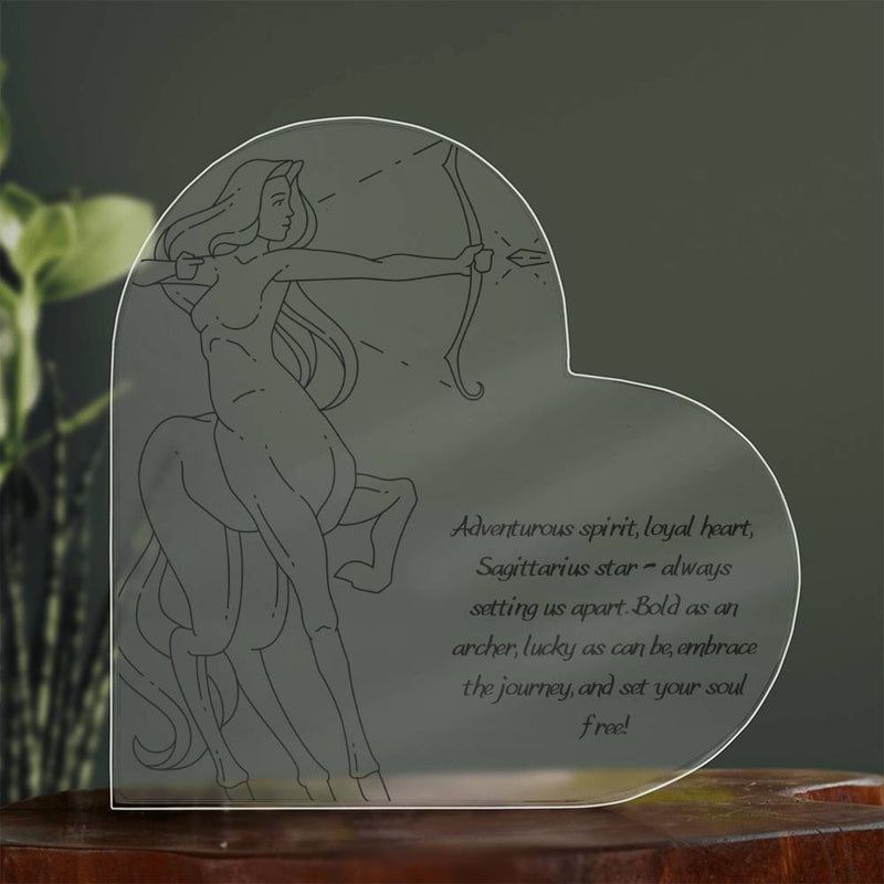 Sagittarius Zodiac Heart Shaped Plaque w. Personalize Zodiac Message-Tier1love.com