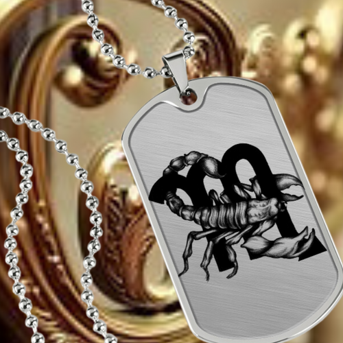 Scorpio Zodiac Dog Tag Necklace Chain stainless steel-Tier1love.com