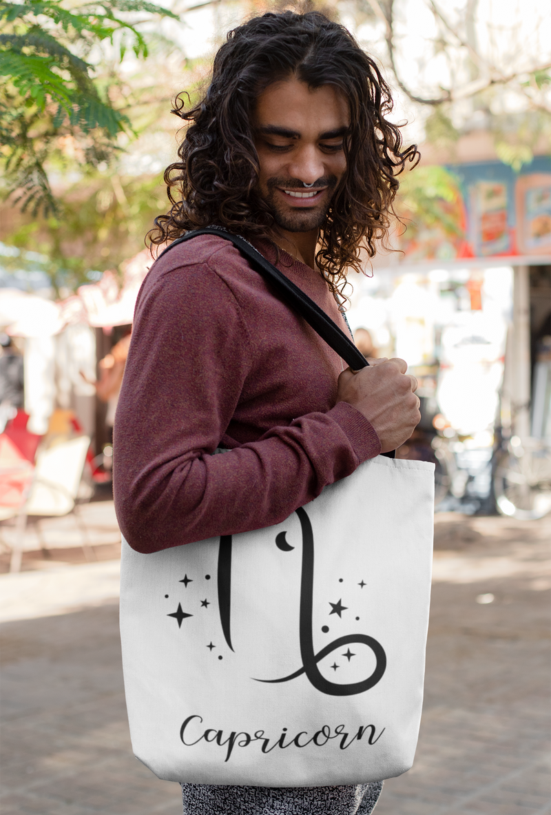 Cosmic Capricorn Tote Bag white-Tier1love.com